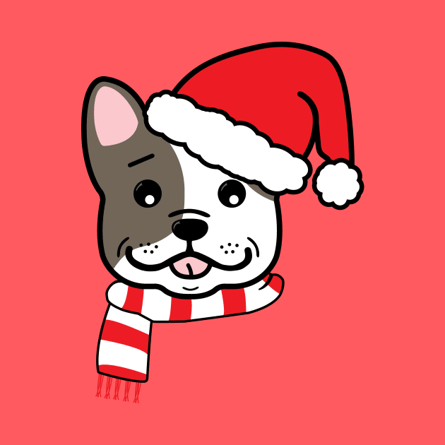 Christmas French Bulldog In Santa Hat Cute Holiday Dog by KevinWillms1