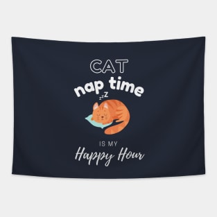 Cat Nap Time is My Happy Hour | Funny Cute Cat Design Tapestry