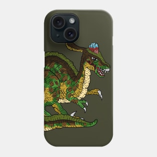 dinosaur, green dino illustration. angry rex. Phone Case