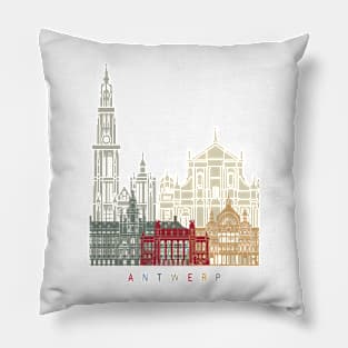 Antwerp skyline poster Pillow