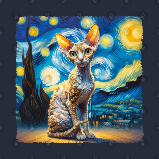 Cornish Rex Starry Night Inspired - Artistic Cat by starry_night
