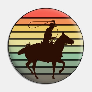 Cowboy Horseman Vintage Sunset Ride Pin