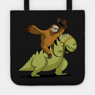 Sloth Cowboy Riding T-Rex Dinosaur Tote