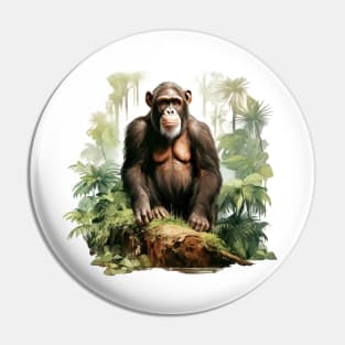 Cute Chimpanzee In Jungle Pin