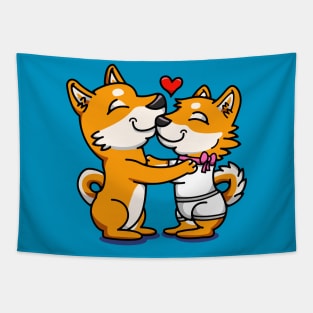 Shiba Inu Love Tapestry