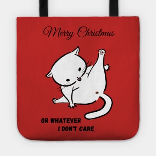 Funny cat with grumpy attitude about Christmas Tote