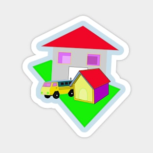 truck, dog house and flat Magnet