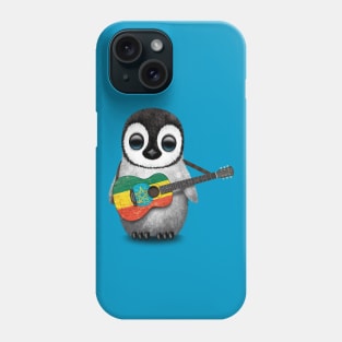 Baby Penguin Playing Ethiopian Flag Guitar Phone Case