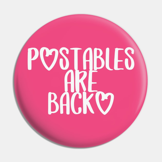 POstables are Back (White font) Pin by Hallmarkies Podcast Store