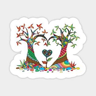 The Colourful Love Tree Design T-Shirt Magnet