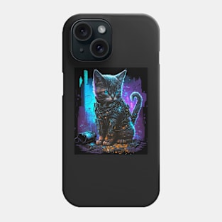 cute cyberpunk cat kitten Phone Case