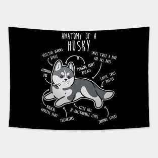 Grey Siberian Husky Dog Anatomy Tapestry