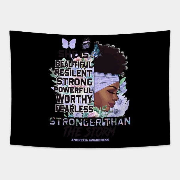 Anorexia Awareness Black Girl Stronger than the storm Support Gift Tapestry by Benjie Barrett