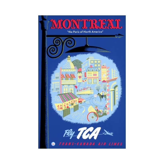 Vintage Travel Poster Montreal Fly TCA Canada by vintagetreasure