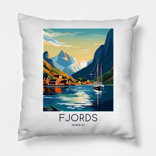 A Pop Art Travel Print of the Fjords - Norway Pillow