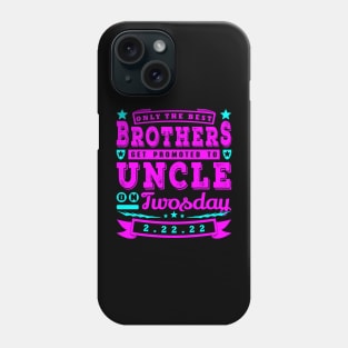 Promoted To Uncle on Twosday Typography Blue Pink Text Phone Case