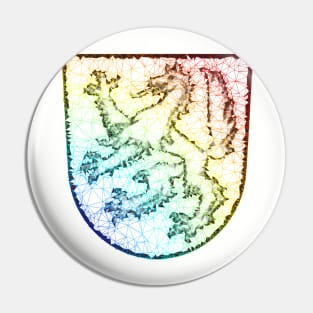 Low Poly Coat of Arms Transparent Gradient Rainbow Pin