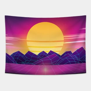 Classic Sunset Synthwave Tapestry