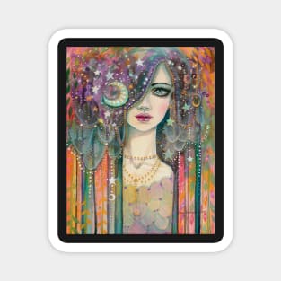 Galaxy Girl Boho Fantasy Art Star Gypsy by Molly Harrison Magnet