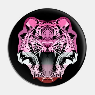 illustrated TIGER PRIDE series - (lipstick lesbian flag pride) Pin