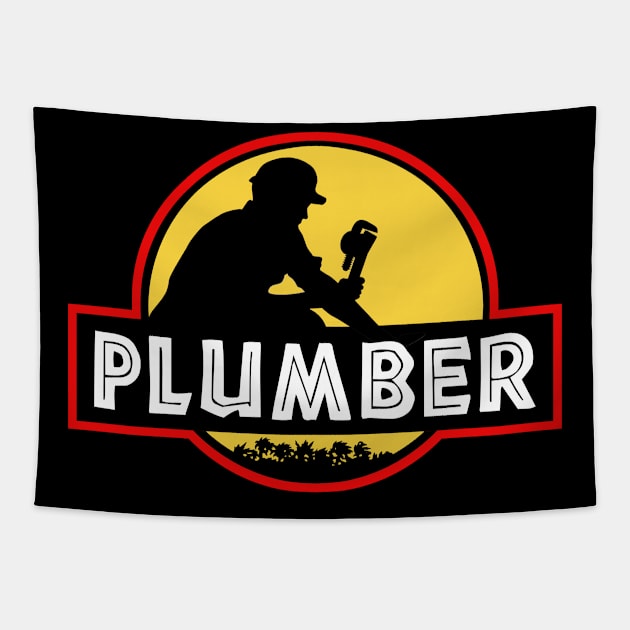 Plumber Jurassic Park Parody Logo Design Tapestry by Creative Designs Canada