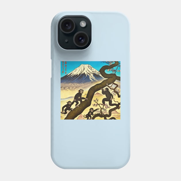 Ukiyo-E Mount Fuji Monkeys Phone Case by soulfulprintss8