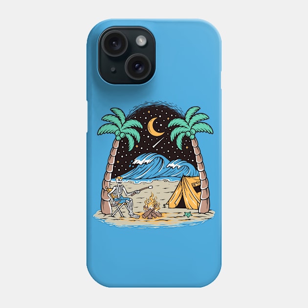 Skeleton Camping on the Beach Phone Case by SLAG_Creative