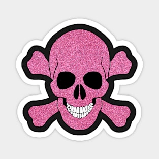 Faux Pink Glitter Skull And Crossbones Magnet