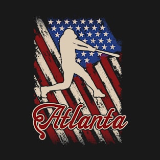 Patriotic USA Flag Atlanta Baseball Fan T-Shirt