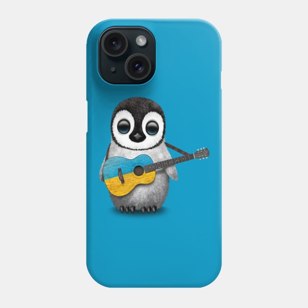 Baby Penguin Playing Ukrainian Flag Guitar Phone Case by jeffbartels