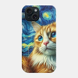 The red Cat and the starry night Phone Case