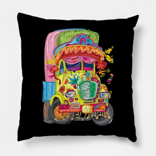 Retro Indian Desi Truck, Bollywood Tees, Desi Tees Pillow