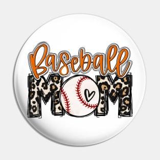 Baseball Mom Orange Leopard Baseball Mama Pin