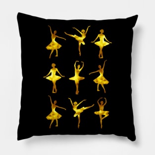 Watercolor Ballerinas (Black and Yellow) Pillow