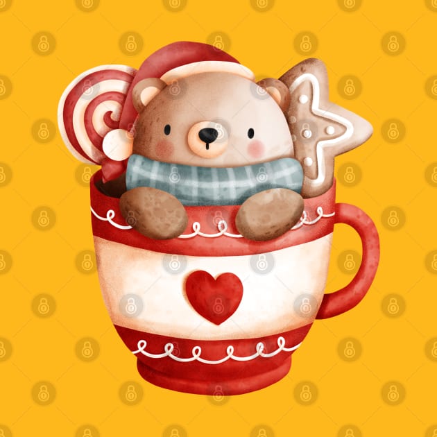 Christmas Teddy Bear in a Cup by The Little Store Of Magic