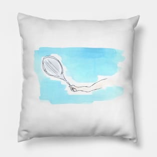 Tennis, hand with racket, championship, sport Pillow