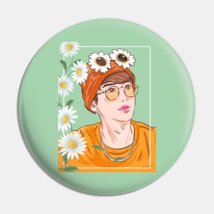 Seunnie in orange with flower frame Pin