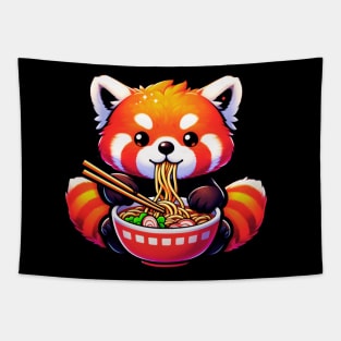 Funny Red Panda Eating Ramen Tapestry