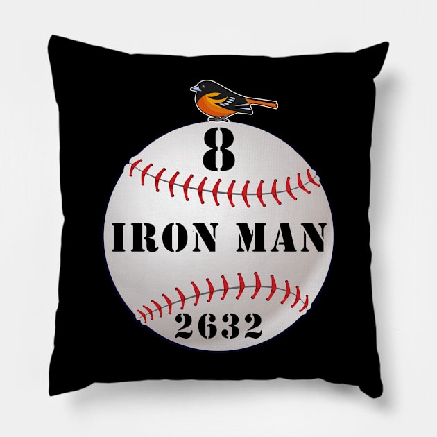 ⚾ Iron Man Consecutive Game Record Oriole Baseball Pillow by Pixoplanet