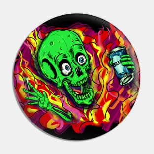 Psychedelic Crazy Party Skull Pin