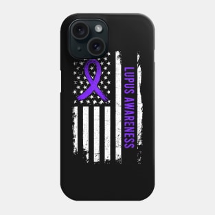 Lupus Awareness American Flag Purple Ribbon Phone Case