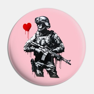 Banksy graffiti soldier hearth war Pin