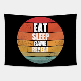 Eat Sleep Game Repeat Distressed Design Tapestry