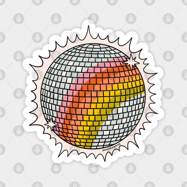 Rainbow Disco Ball Magnet by Doodle by Meg