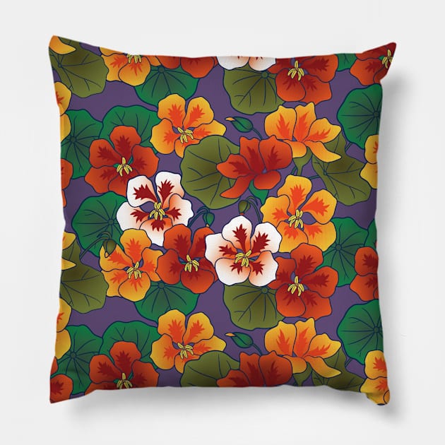 Nasturtium Garden Pillow by Pamelandia