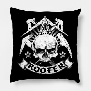 Roofer Vintage Logo Design Pillow