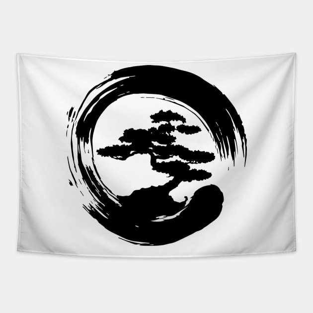 Bonsai Tree in Enzo Circle Tapestry by DetourShirts