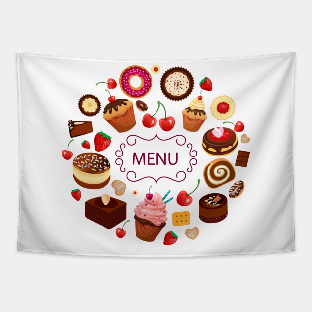 Dessert Menu Tapestry by Mako Design 