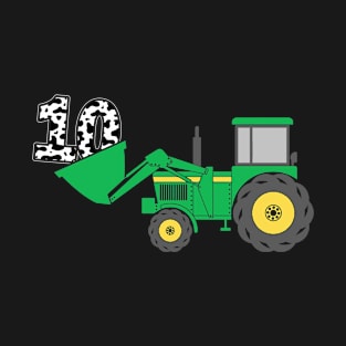 Kids 10th Birthday Boys 10 Year Old Farm Truck Tractor Party T-Shirt
