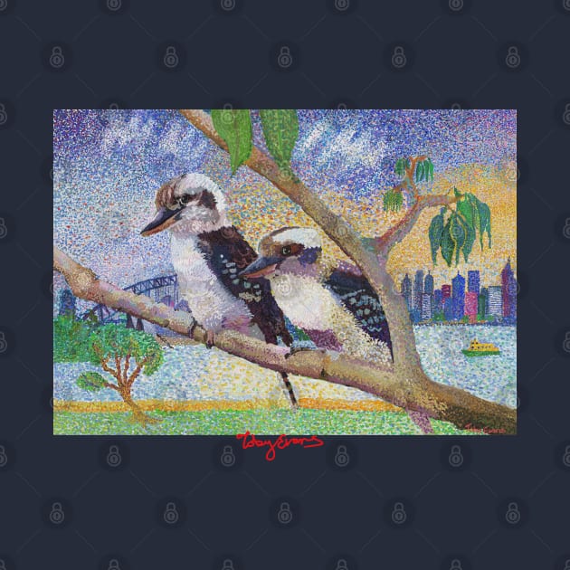 Kookaburra's sitting in a Gum tree by tobycentreart